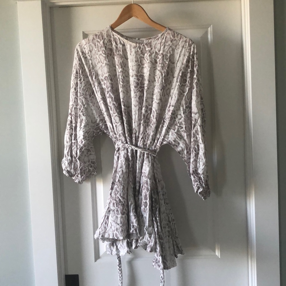 White and taupe Snakeskin mini dress